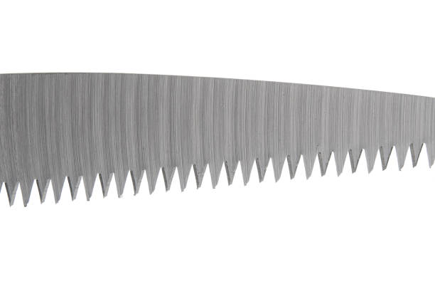 Saw teeth blade close up isolated on white background
