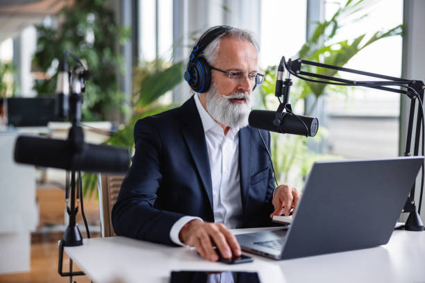 istock Mature Caucasian Executive Hosting Podcast 2192324636