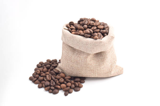istock Roasted coffee beans in sack bag 2192329732