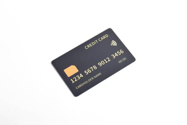 istock Black credit card on white background 2192333862