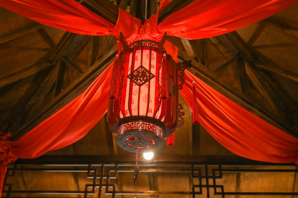 Red Chinese new year lanterns hanging