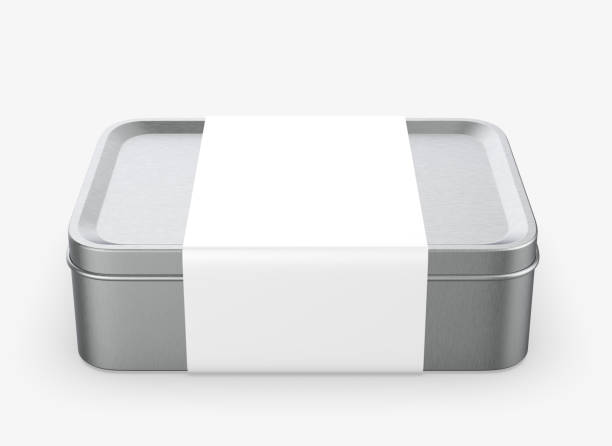 istock Stainless steel or tin metal shiny silver box container for mock up and packaging Design. 2192350328
