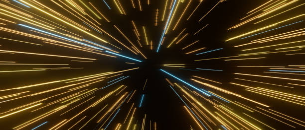 istock A bright yellow and blue light show with many different colored lines 2192351508