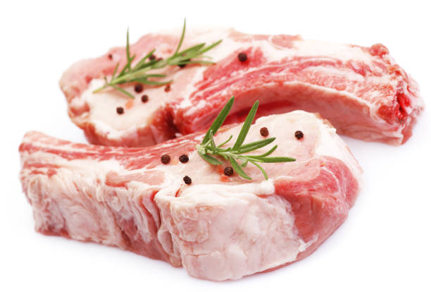 Fresh raw pork chops steak with herb and spices