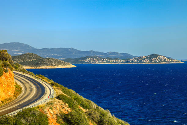 Antalya Kaş highway and Cukurbag peninsula in the background