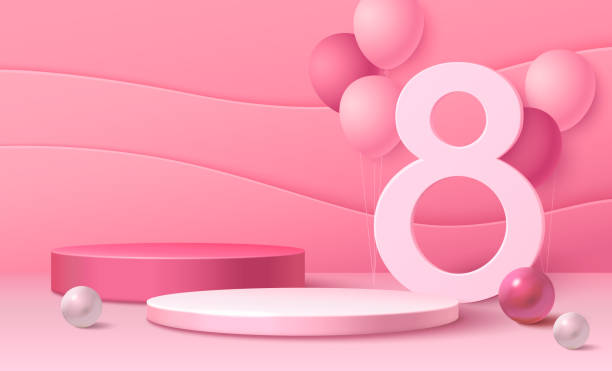 istock Pink 3d 8 March podium for happy women day vector 2192358418