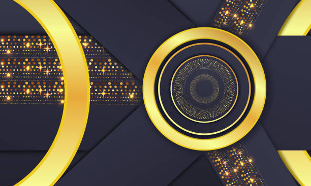 istock Elegant Golden Circle Luxury Background. copy space lighting sparkle glowing dots particle vector. 2192358696