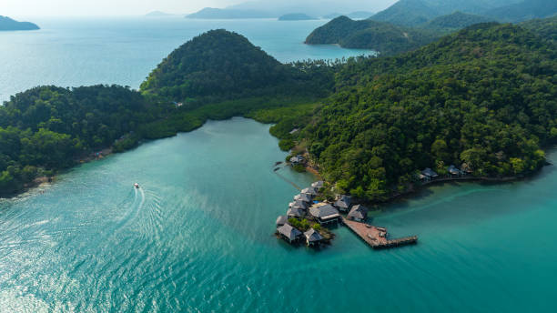 istock landscape view green mountain and sea with resort. 2192360347