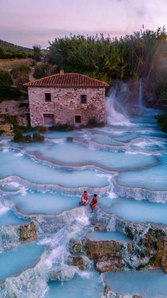 istock Discovering serenity at the Saturnia thermal baths in Tuscany during a tranquil sunset 2192363472