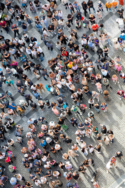 Aerial View of Crowd of People stock photo