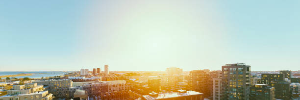 Drone point of view of new residential district in Denmark