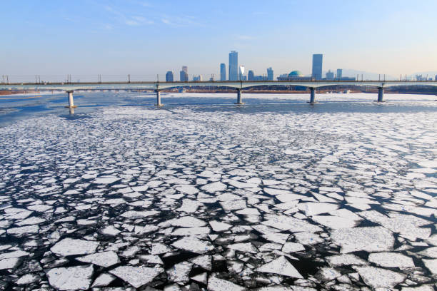 istock Han River filled with snow and ice and DangSan bridge 2192368611