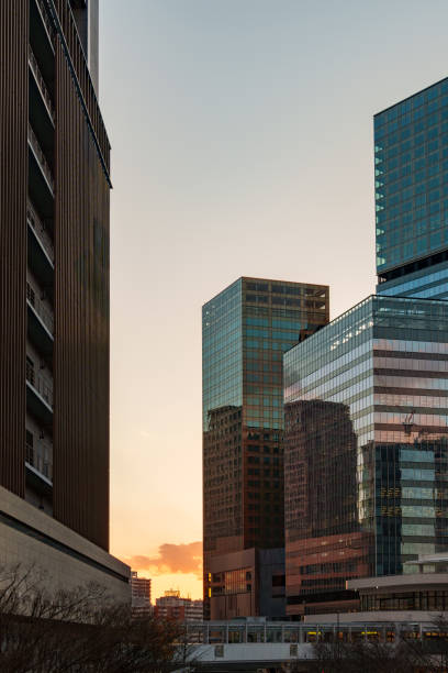 istock Buildings lit up by the beautiful sunset 2192369512