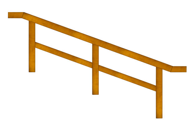 istock Wooden handrail for stairs is isolated, side view. 2192370104