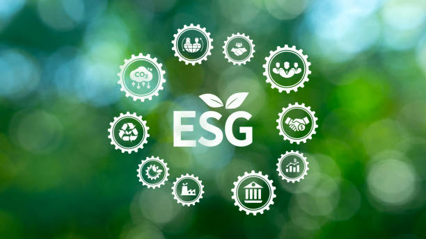 istock Environmental, social and governance concept. Net zero greenhouse gas emissions for a sustainable global environment with icons on a green forest background. 2192370152