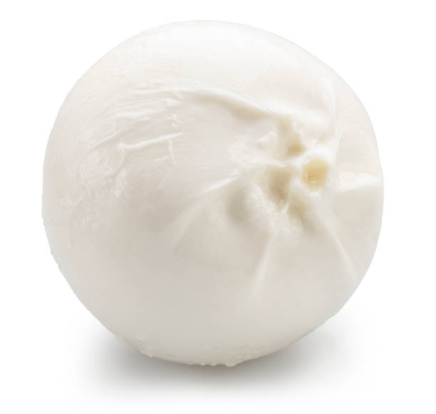 istock Ball of mozzarella or burrata cheese on white background. File clipping path. 2192371927