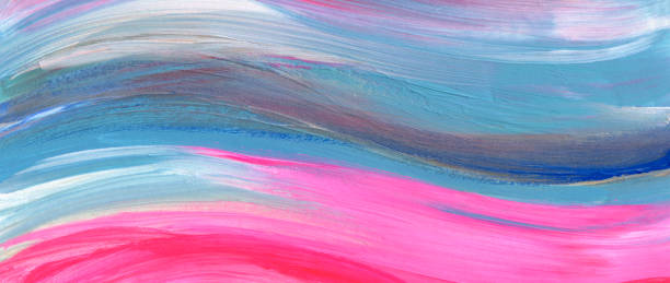 istock Abstract acrylic and watercolor painting. Canvas texture horizontal long background. 2192372444
