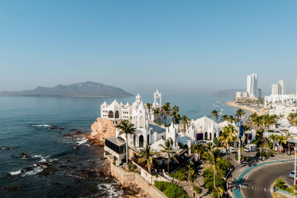 Mazatlan, Mexico-10 March, 2020: Big Mazatlan Letters at the entrance to Golden Zone (Zona Dorada), a famous touristic beach and resort zone in Mexico