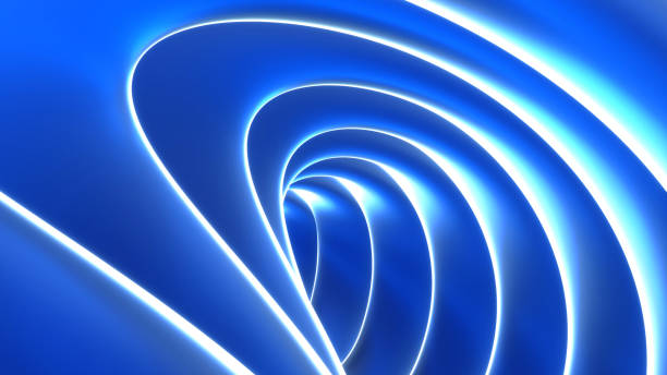 istock Blue striped pattern background, 3d lines design, wavy metallic background for business presentation. 2192375912