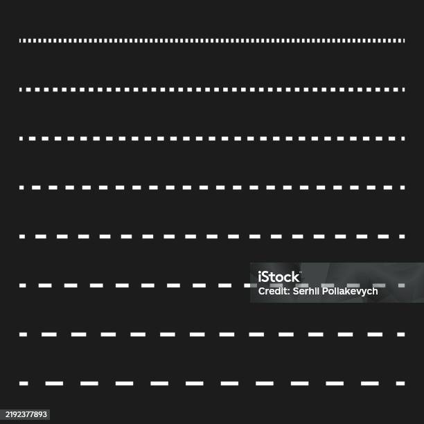 Dotted Line Pattern Dashed Line Vector Seamless Black Background ...