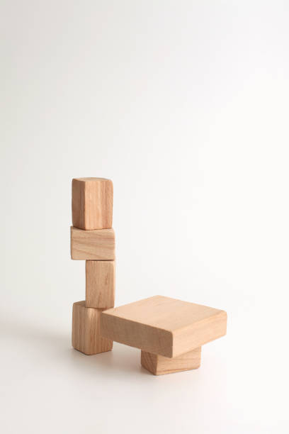 istock Wooden platform podium gray beige copy space vertical background. Minimal display product presentation scene. 2192381681