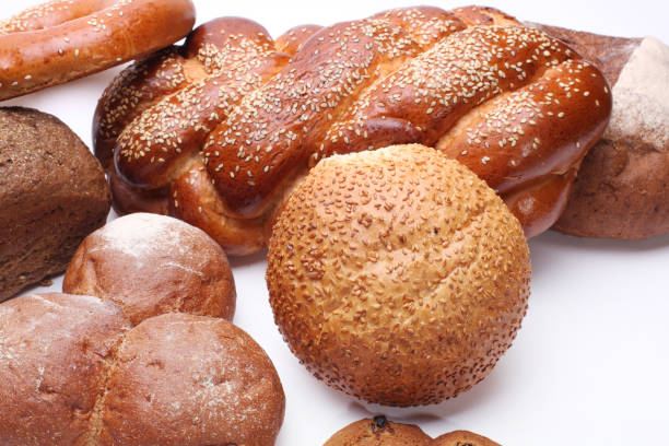 istock Assortment of baked bread background. 2192381699