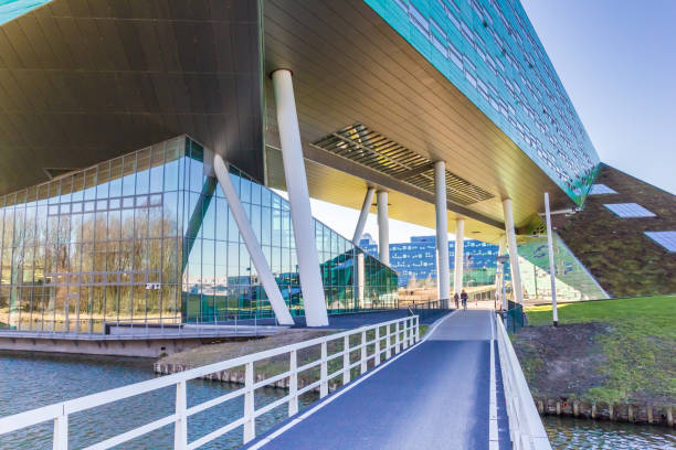 Bridge leading to the Linnaeusborg university building in Groningen, Netherlands