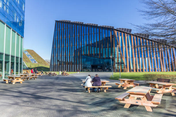 Picknick tables at the Zernike campus in Groningen, Netherlands