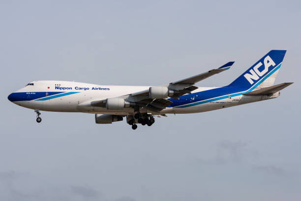 Japanese Nippon Cargo Airlines Boeing 747-400F with registration JA08KZ on final for Frankfurt Airport Frankfurt am Main, Germany - July 26, 2009: Japanese Nippon Cargo Airlines Boeing 747-400F with registration JA08KZ on final for Frankfurt Airport nippon cargo airlines photos stock pictures, royalty-free photos & images