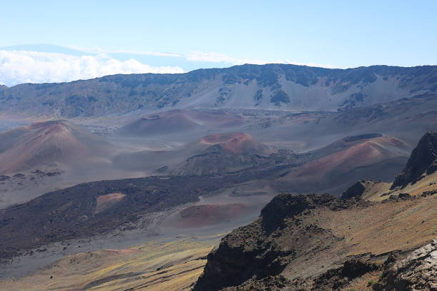 The crater of the Haleakala volcano is littered with cones of smaller vents.  This landscape must have been terrifying when the volcano was active.