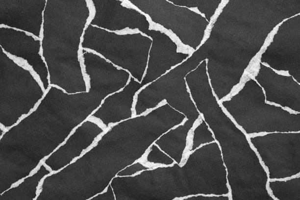 istock Black and White Torn Paper Collage Style, Ripped Paper Effect, Texture Abstract Background, Copy Space for Text. 2192393380