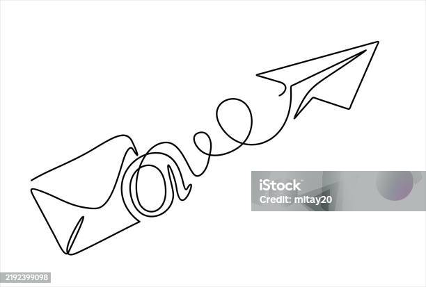 Mail Main Line Drawing Continuous One Line Drawing Of Email Message Post Letter Send ...