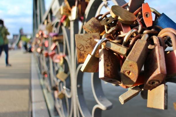 istock Love locks at Eiserner Steg (Iron Footbridge) in Frankfurt, Germany 2192406993