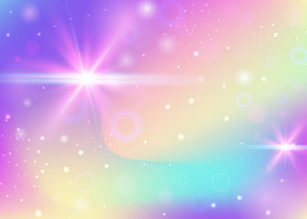 istock Kawaii Invitation. Pink Unicorn Hologram. Magic Gradient. Holographic Cosmic Invite. Purple Girlish Pattern. Blue Blurred Background. Rainbow Texture. Stars Kawaii Invitation. 2192408354