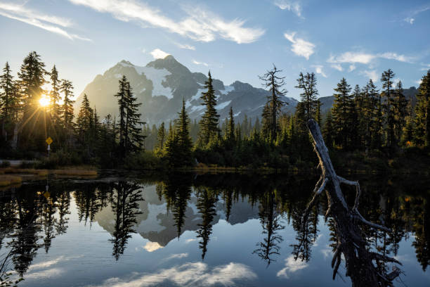 Beautiful mountain landscape with a nice reflection in a lake in the foreground.