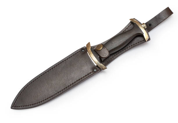 istock Hunting knife with leather sheath on white background 2192408634