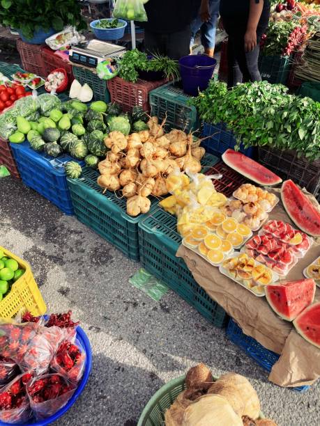 Vibrant Fruit and Vegetable Market Stall in Mexico