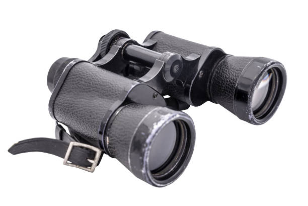 retro military binoculars isolated on white background