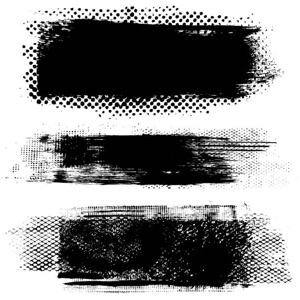 Black Grunge paint textured banners vector art illustration