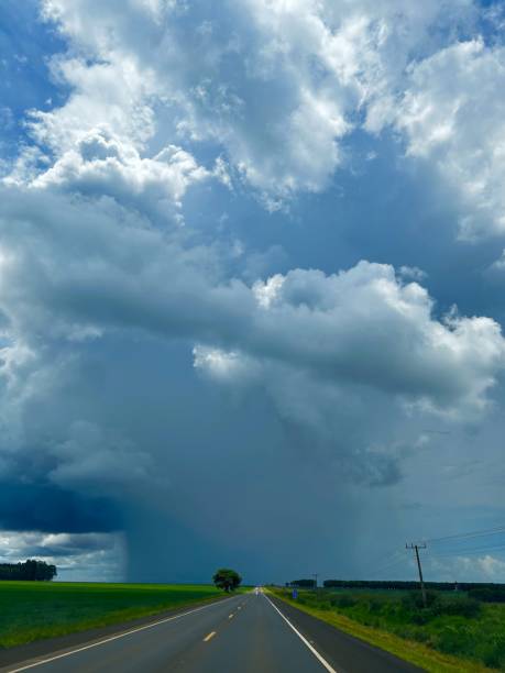 istock Beautifull rain cloud on the horizon highway. Rainy cloud wonderfull 2192422574