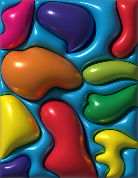 istock Multicolored wavy inflated figures with smooth shiny surface, 3D rendering illustration 2192429741