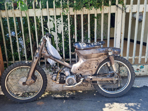 Old red motorcycle front basket, vintage style, classic style
