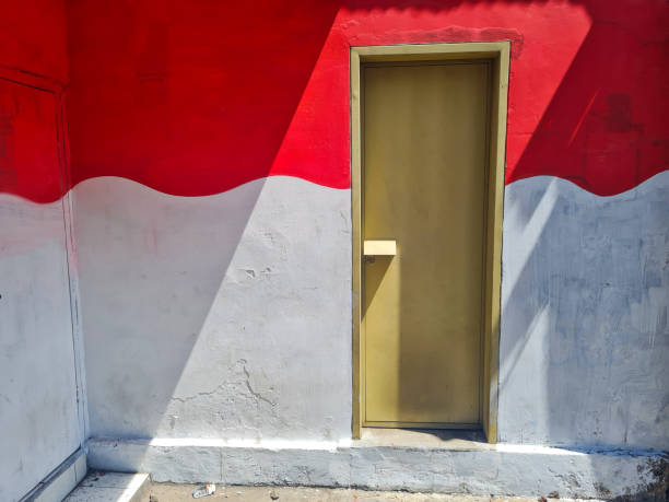 Abstract geometric composition featuring red and yellow textured panels placed on the left and right sides, with visible spacing in the center revealing additional layers of similar shapes in the background. The soft textures add depth and dimension, making it suitable for modern designs, advertisements, or creative layouts.