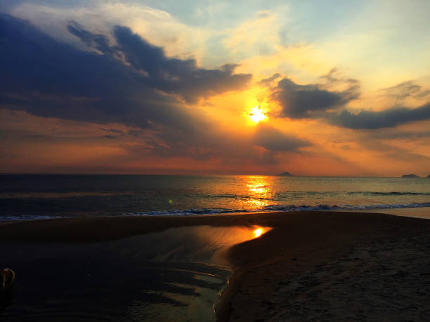 Dramatic sunset at Santiago Beach, Brazil