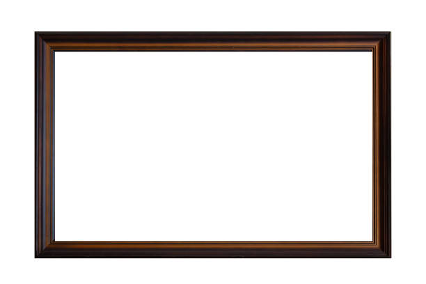 Vintage old retro dark wooden frame isolated on white