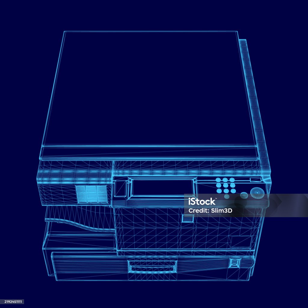 Printer Computer Blue Blue Printer With A Blue Top The Printer Is A Desktop Model Stock ...
