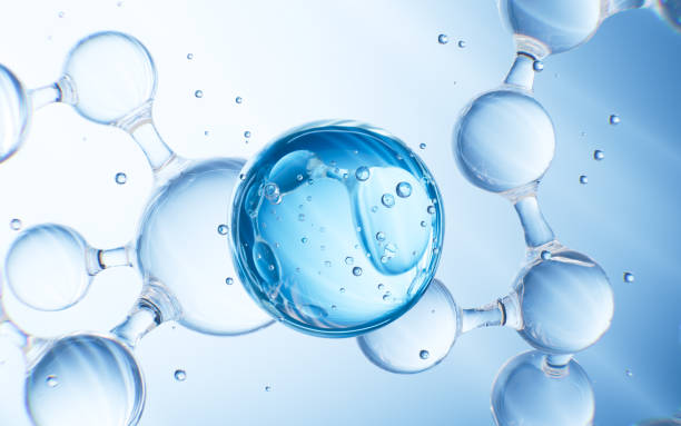 istock Blue glass spheres and molecule on soft background, Concept skin care Cosmetics background, 3D rendering. 2192453615