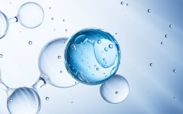 istock Blue glass spheres and molecule on soft background, Concept skin care Cosmetics background, 3D rendering. 2192453637