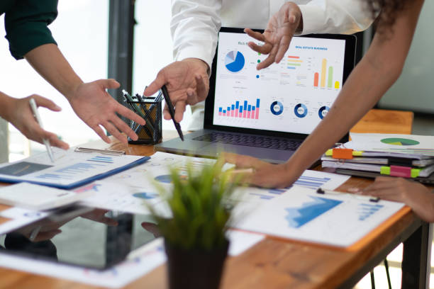 istock Office desk and meeting chart 2192458539