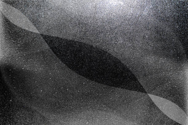 white black glitter texture abstract banner background with space. Twinkling glow stars effect. Like outer space, night sky, universe. Rusty, rough surface, grain.